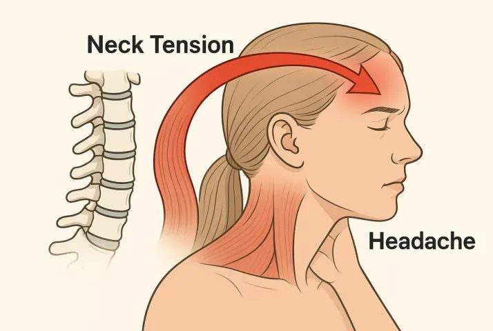 Chiropractic Merritt Island FL Illustration of Neck Tension Causing Headaches